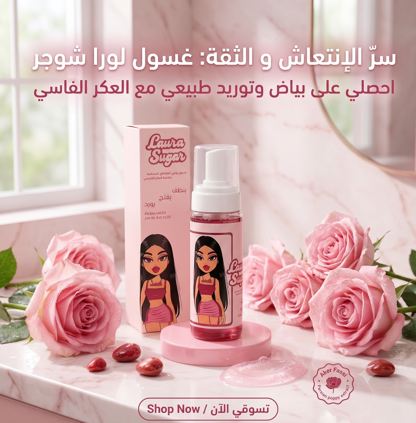 بياض، توريد، وانتعاش من أول استعمال! 🔥🌸 LAURA SUGAR